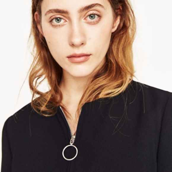 Zara Asymmetric Hem Jacket Black 2184 Extra Small XS NWT - Picture 6 of 8